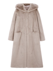 [SIGNATURE LINE] FAUX FUR LAON HOODED MAXI COAT