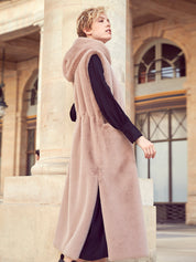 [SIGNATURE LINE] FAUX FUR LAON HOODED MAXI VEST