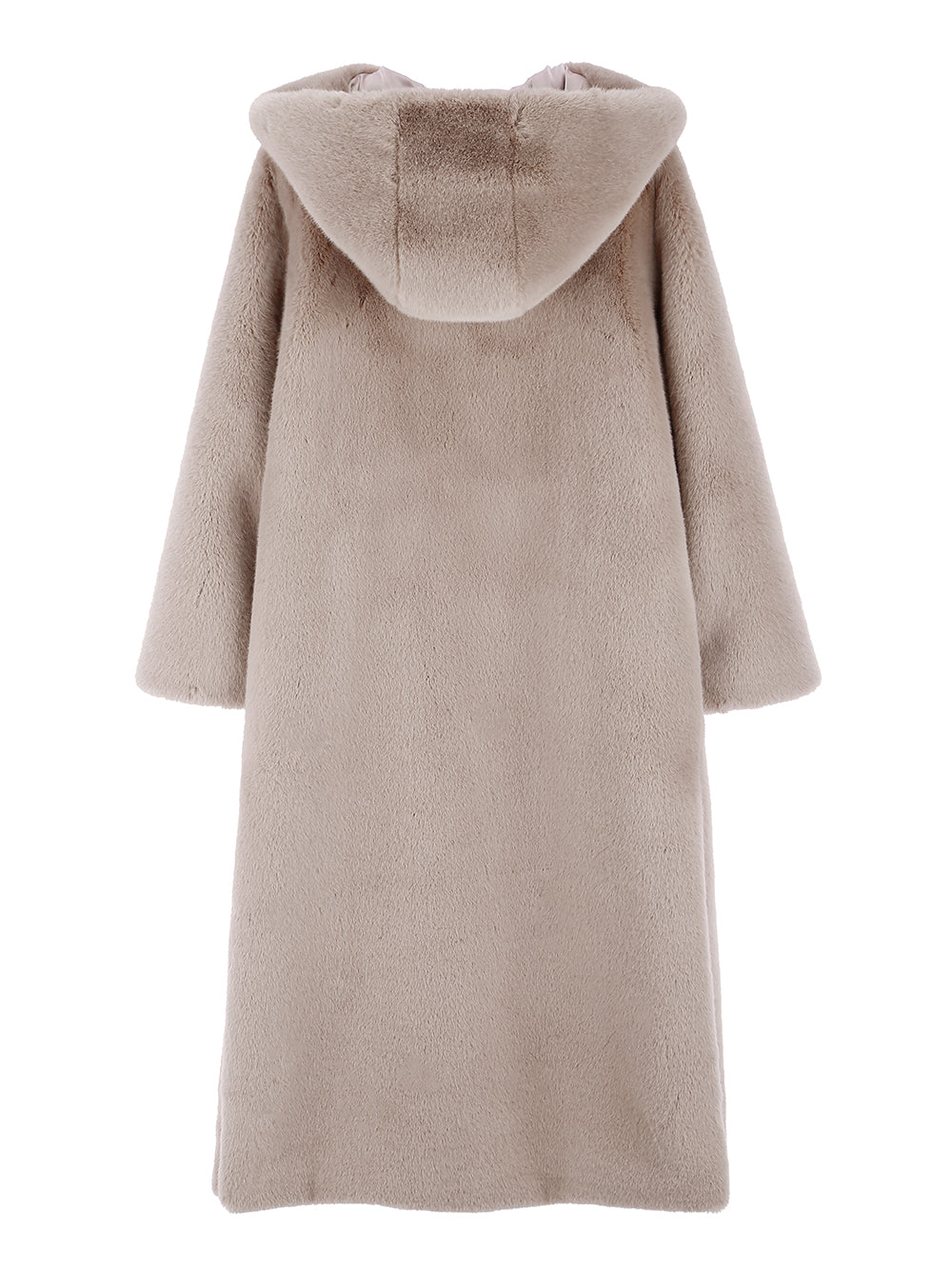 [SIGNATURE LINE] FAUX FUR LAON HOODED MAXI COAT
