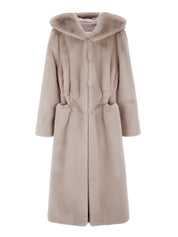 [SIGNATURE LINE] FAUX FUR LAON HOODED MAXI COAT