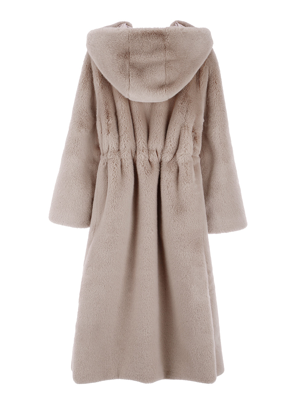 [SIGNATURE LINE] FAUX FUR LAON HOODED MAXI COAT