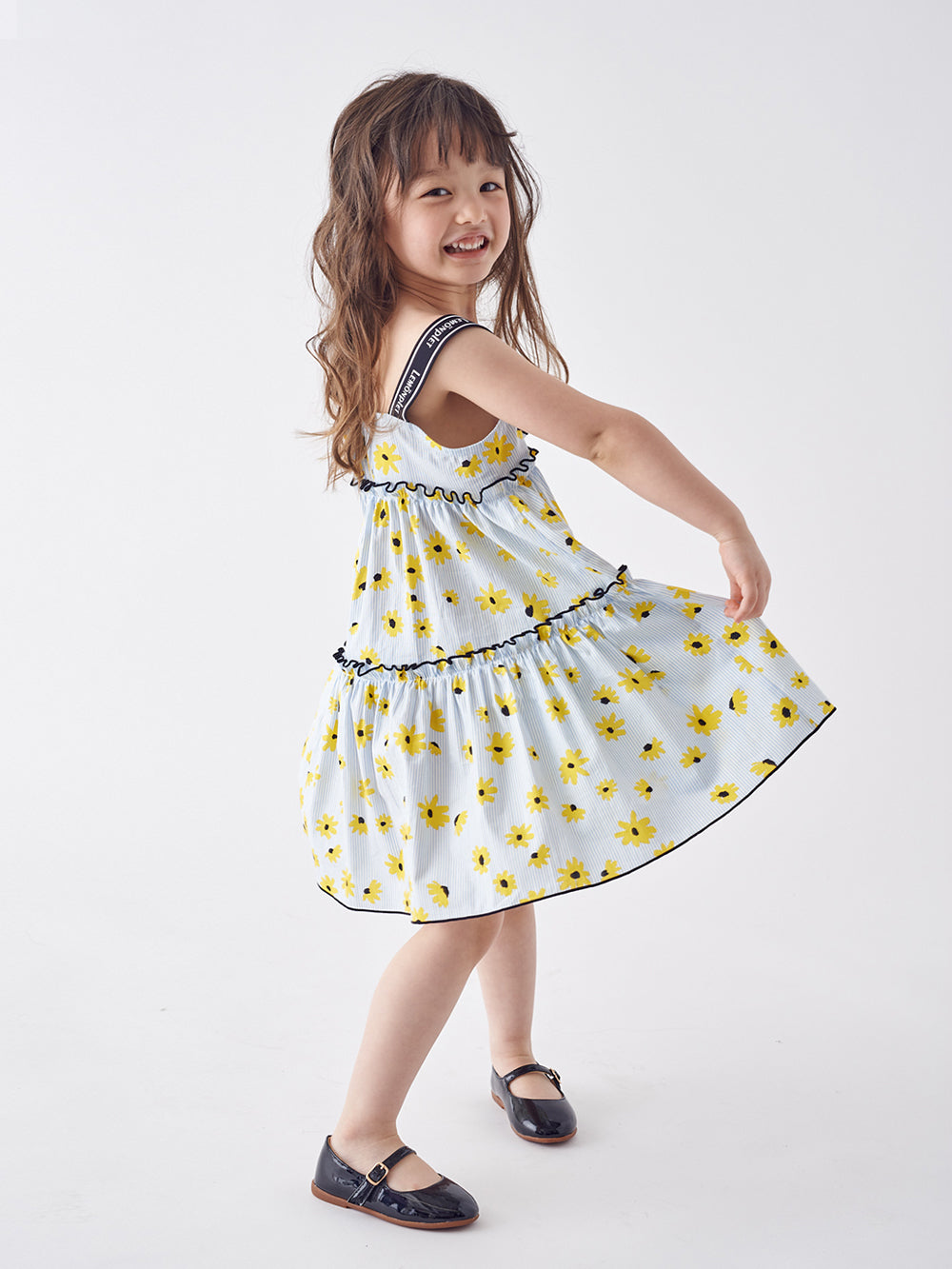 KIDS SUNFLOWER STRAP DRESS