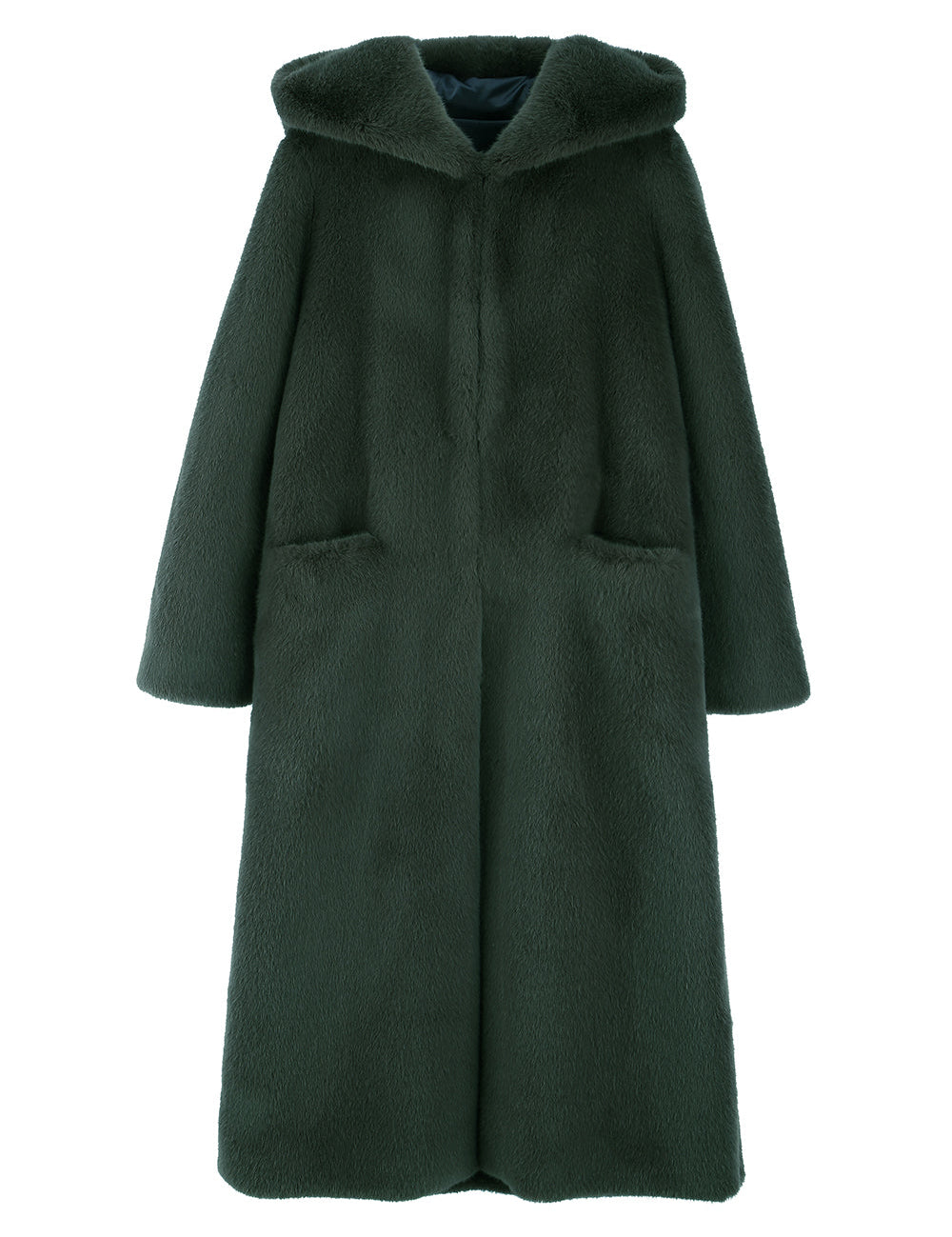 [SIGNATURE LINE] FAUX FUR LAON HOODED MAXI COAT