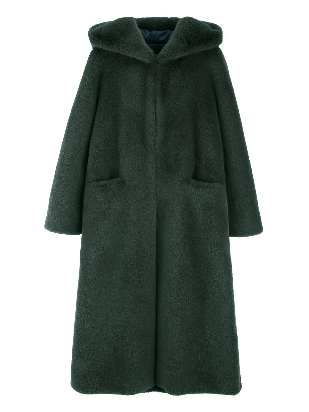 [SIGNATURE LINE] FAUX FUR LAON HOODED MAXI COAT