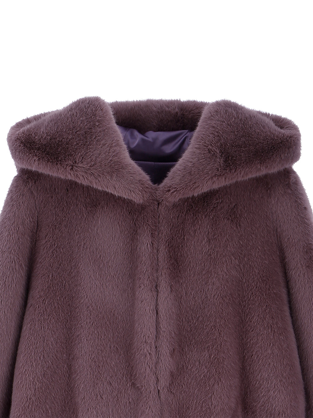 [SIGNATURE LINE] FAUX FUR LAON HOODED MAXI COAT