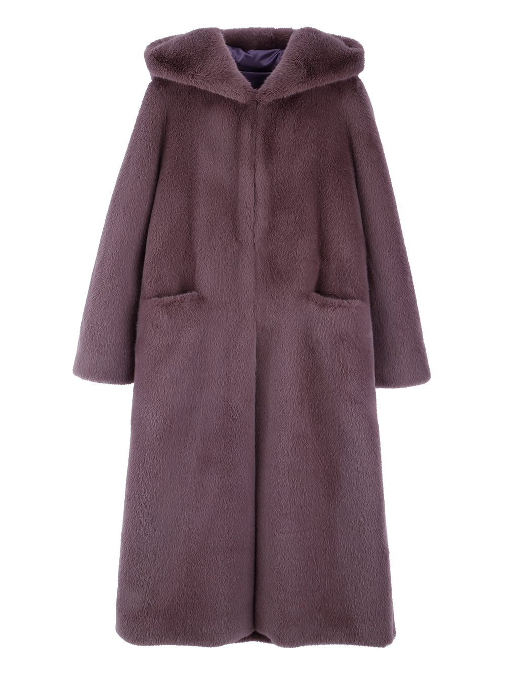 [SIGNATURE LINE] FAUX FUR LAON HOODED MAXI COAT