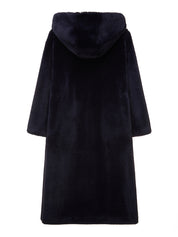 [SIGNATURE LINE] FAUX FUR LAON HOODED MAXI COAT