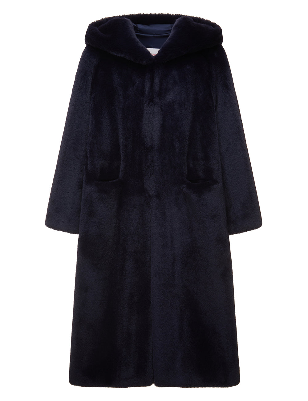 [SIGNATURE LINE] FAUX FUR LAON HOODED MAXI COAT