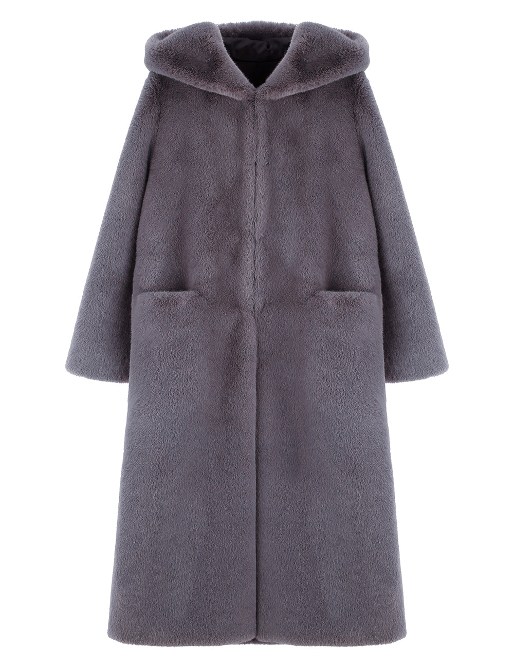 [SIGNATURE LINE] FAUX FUR LAON HOODED MAXI COAT