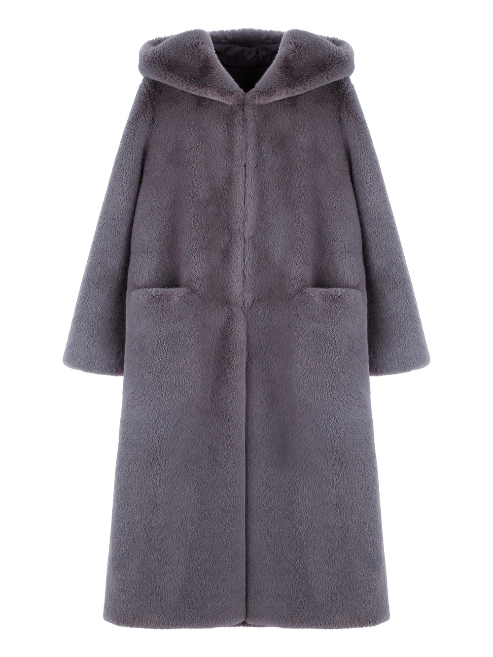 [SIGNATURE LINE] FAUX FUR LAON HOODED MAXI COAT