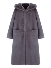 [SIGNATURE LINE] FAUX FUR LAON HOODED MAXI COAT