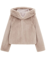 [SIGNATURE LINE] FAUX FUR BIEN HOODED SHORT JACKET