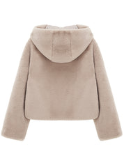 [SIGNATURE LINE] FAUX FUR BIEN HOODED SHORT JACKET