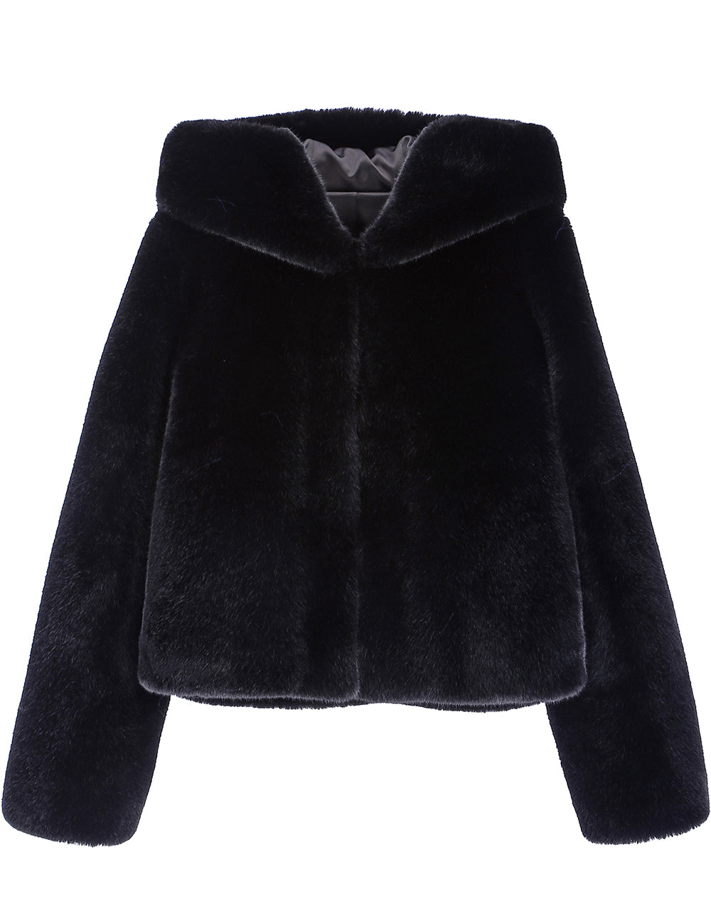 [SIGNATURE LINE] FAUX FUR BIEN HOODED SHORT JACKET