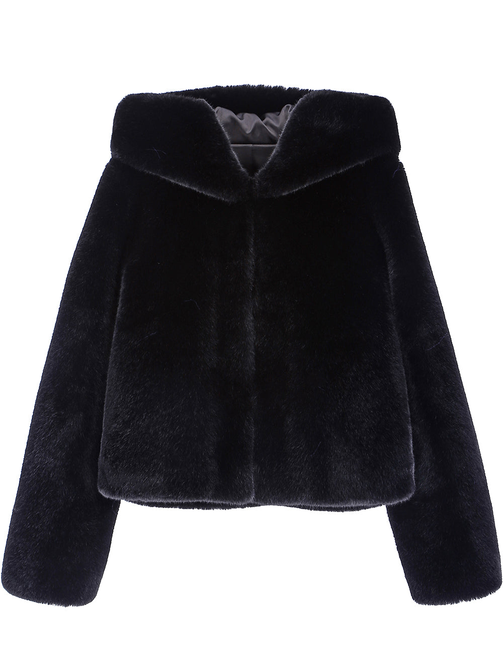 [SIGNATURE LINE] FAUX FUR BIEN HOODED SHORT JACKET