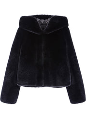 [SIGNATURE LINE] FAUX FUR BIEN HOODED SHORT JACKET