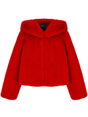 [SIGNATURE LINE] FAUX FUR BIEN HOODED SHORT JACKET