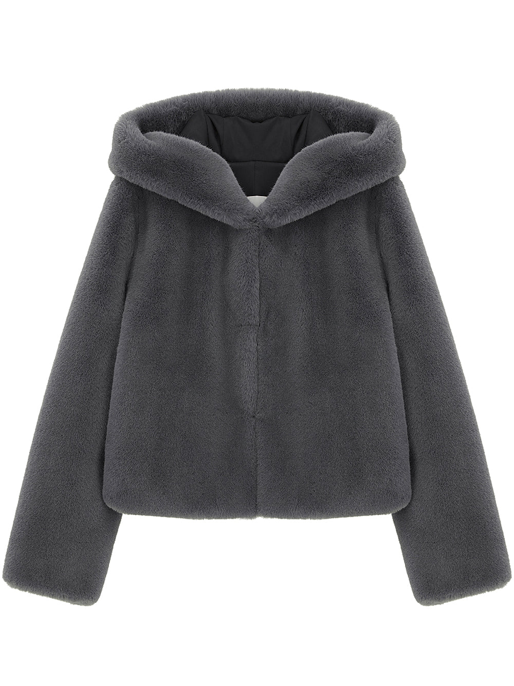 [SIGNATURE LINE] FAUX FUR BIEN HOODED SHORT JACKET