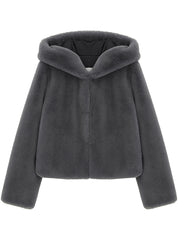 [SIGNATURE LINE] FAUX FUR BIEN HOODED SHORT JACKET
