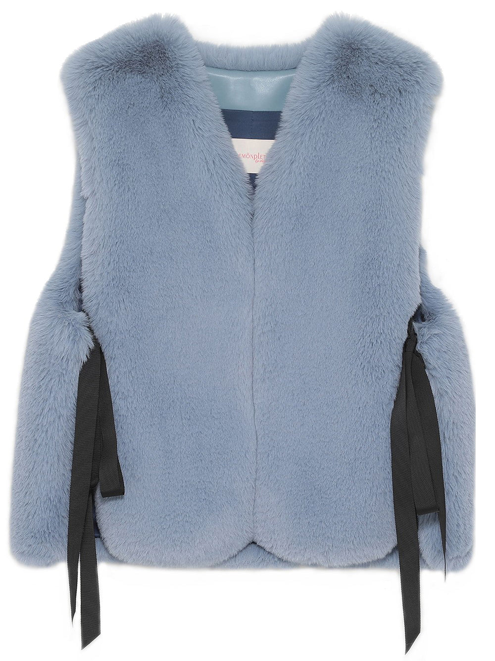 [SIGNATURE LINE] FAUX FUR TIED KITTEN RIBBON VEST