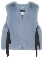 [SIGNATURE LINE] FAUX FUR TIED KITTEN RIBBON VEST