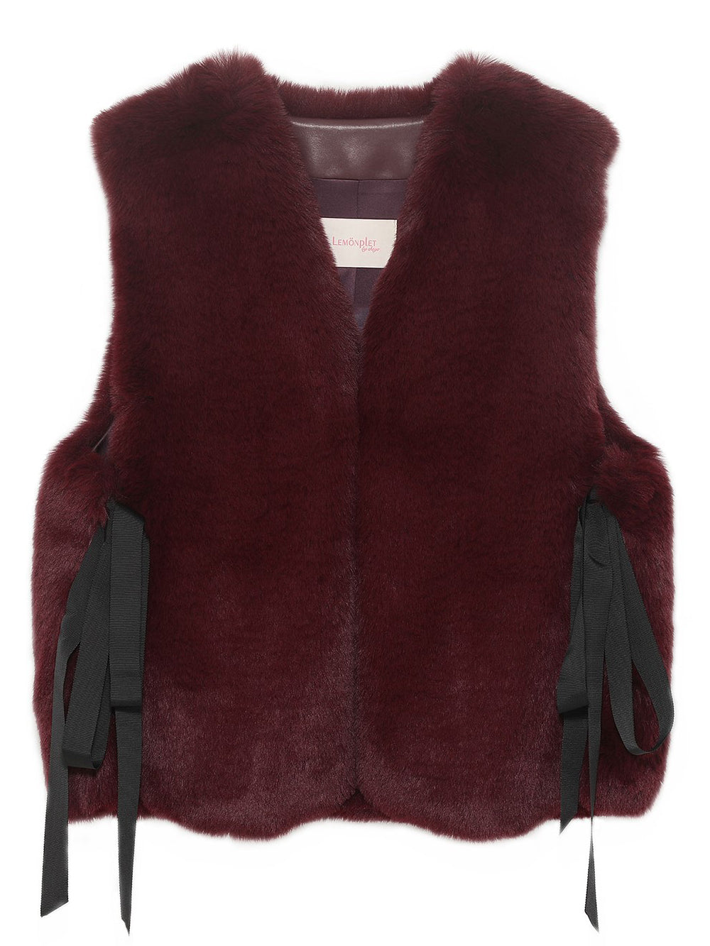 [SIGNATURE LINE] FAUX FUR TIED KITTEN RIBBON VEST