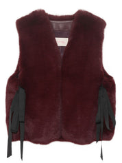 [SIGNATURE LINE] FAUX FUR TIED KITTEN RIBBON VEST