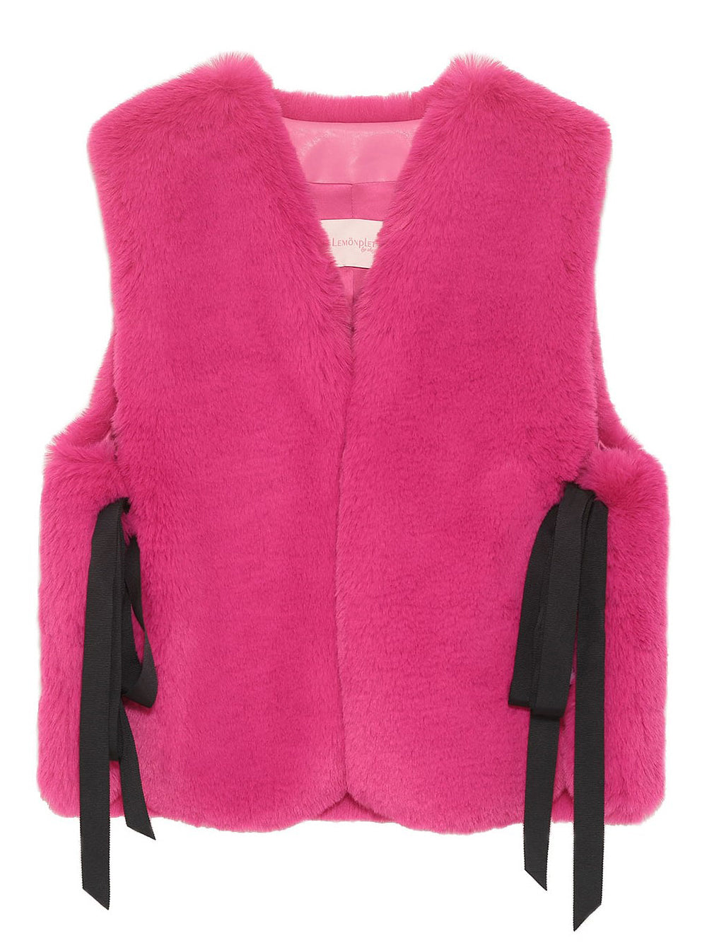 [SIGNATURE LINE] FAUX FUR TIED KITTEN RIBBON VEST