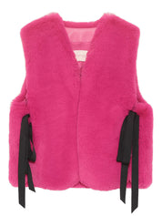 [SIGNATURE LINE] FAUX FUR TIED KITTEN RIBBON VEST