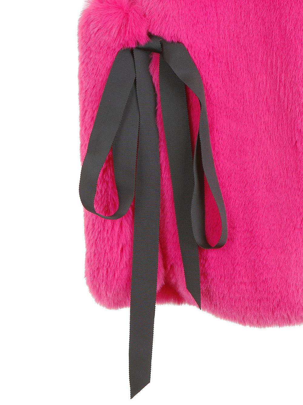 [SIGNATURE LINE] FAUX FUR TIED KITTEN RIBBON VEST