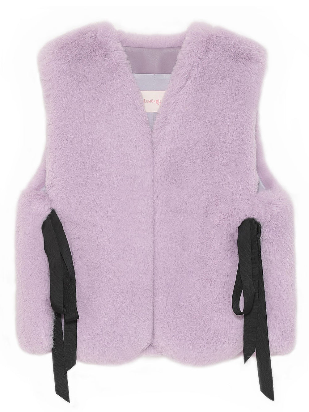 [SIGNATURE LINE] FAUX FUR TIED KITTEN RIBBON VEST