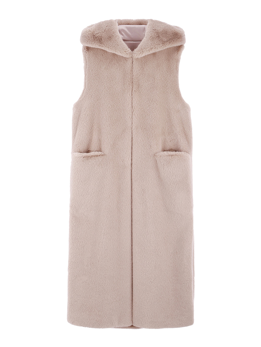 [SIGNATURE LINE] FAUX FUR LAON HOODED MAXI VEST