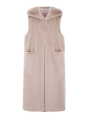 [SIGNATURE LINE] FAUX FUR LAON HOODED MAXI VEST