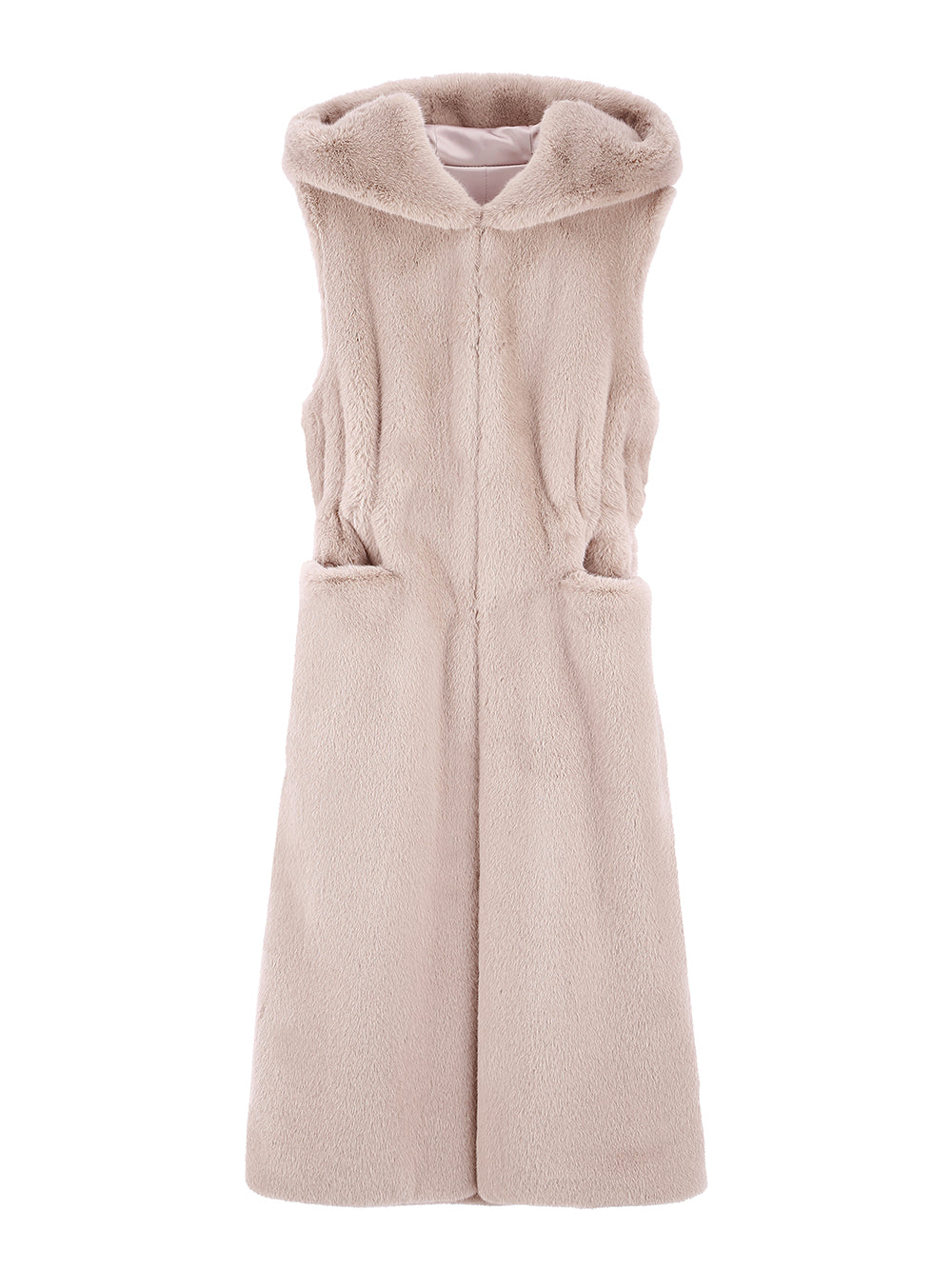 [SIGNATURE LINE] FAUX FUR LAON HOODED MAXI VEST