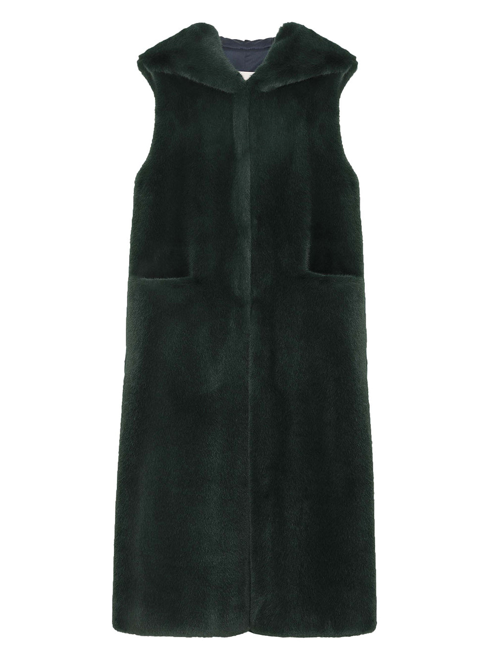 [SIGNATURE LINE] FAUX FUR LAON HOODED MAXI VEST