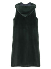 [SIGNATURE LINE] FAUX FUR LAON HOODED MAXI VEST