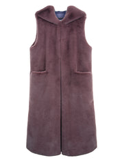 [SIGNATURE LINE] FAUX FUR LAON HOODED MAXI VEST