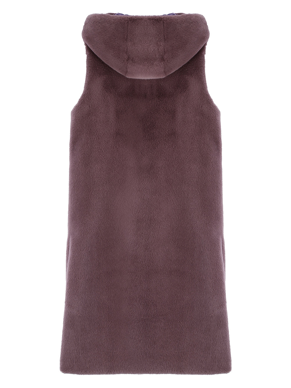 [SIGNATURE LINE] FAUX FUR LAON HOODED MAXI VEST