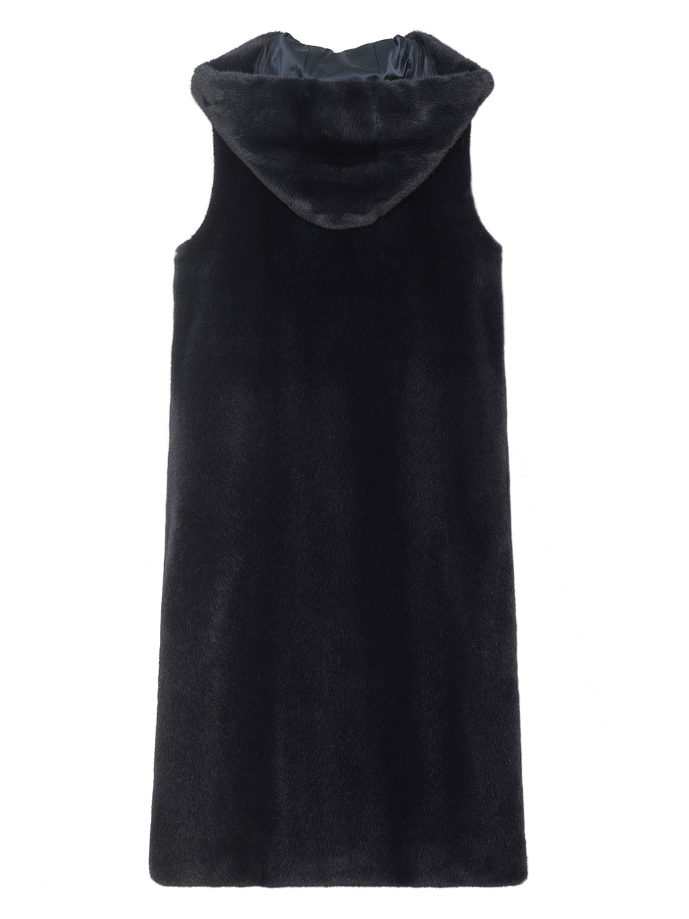 [SIGNATURE LINE] FAUX FUR LAON HOODED MAXI VEST