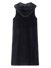 [SIGNATURE LINE] FAUX FUR LAON HOODED MAXI VEST