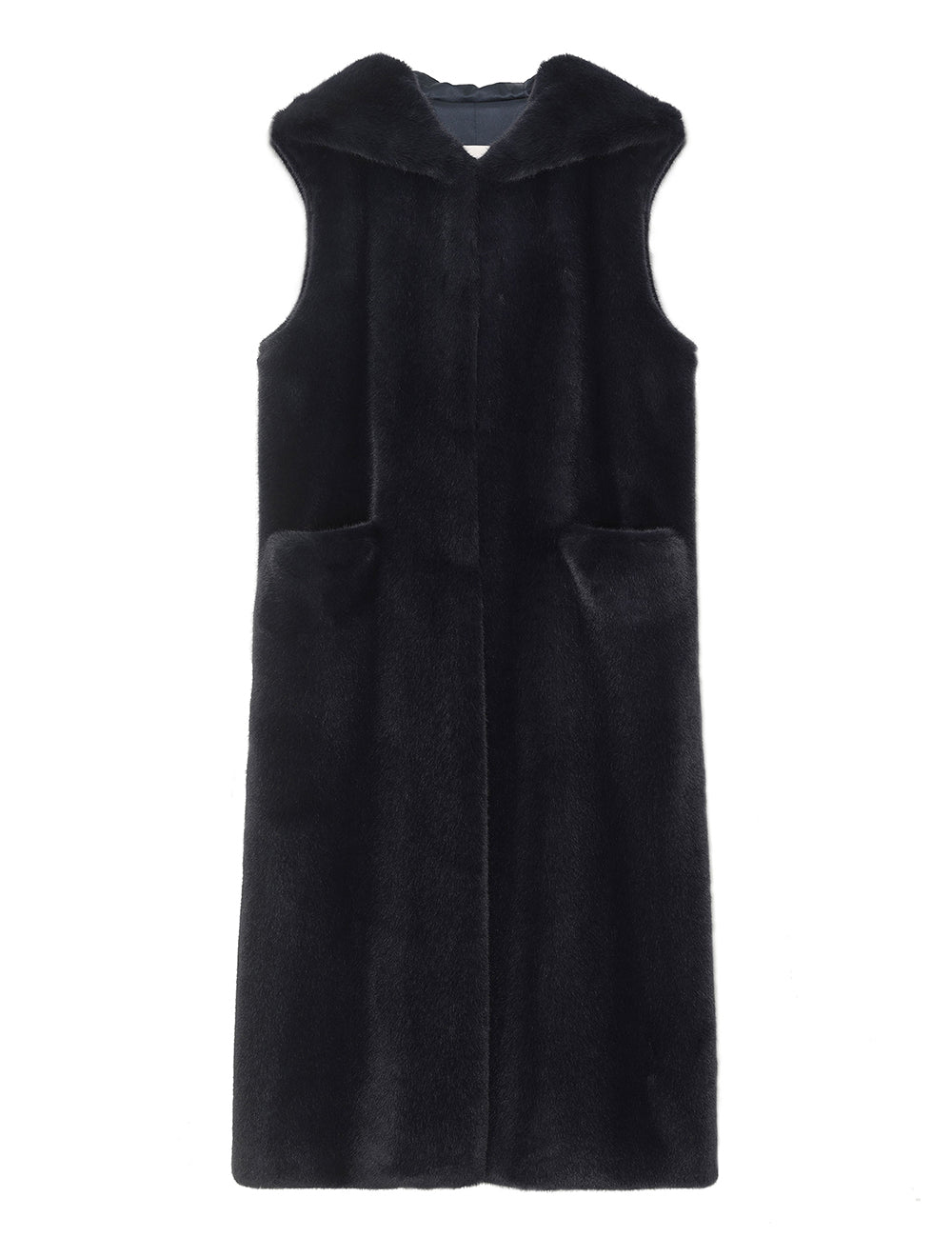[SIGNATURE LINE] FAUX FUR LAON HOODED MAXI VEST