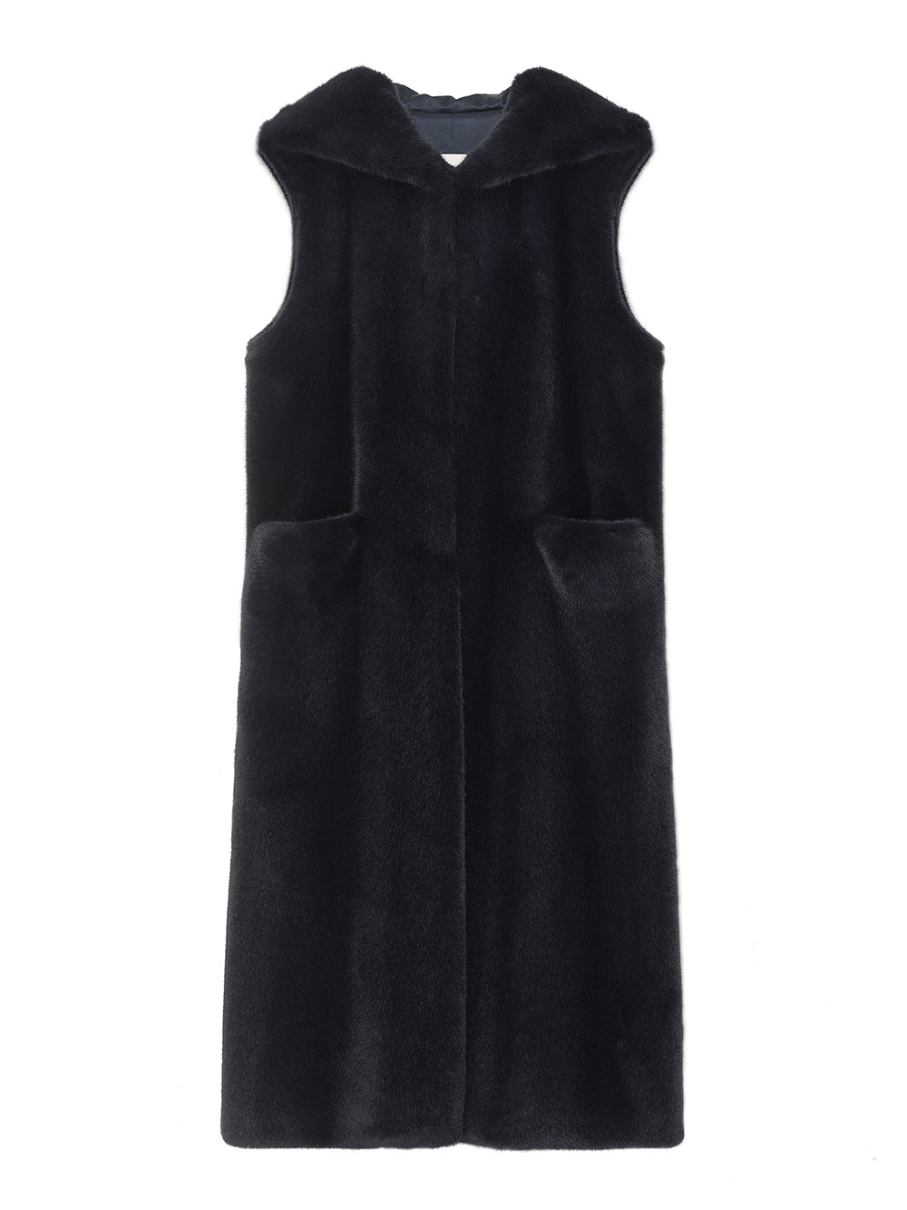 [SIGNATURE LINE] FAUX FUR LAON HOODED MAXI VEST
