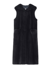 [SIGNATURE LINE] FAUX FUR LAON HOODED MAXI VEST