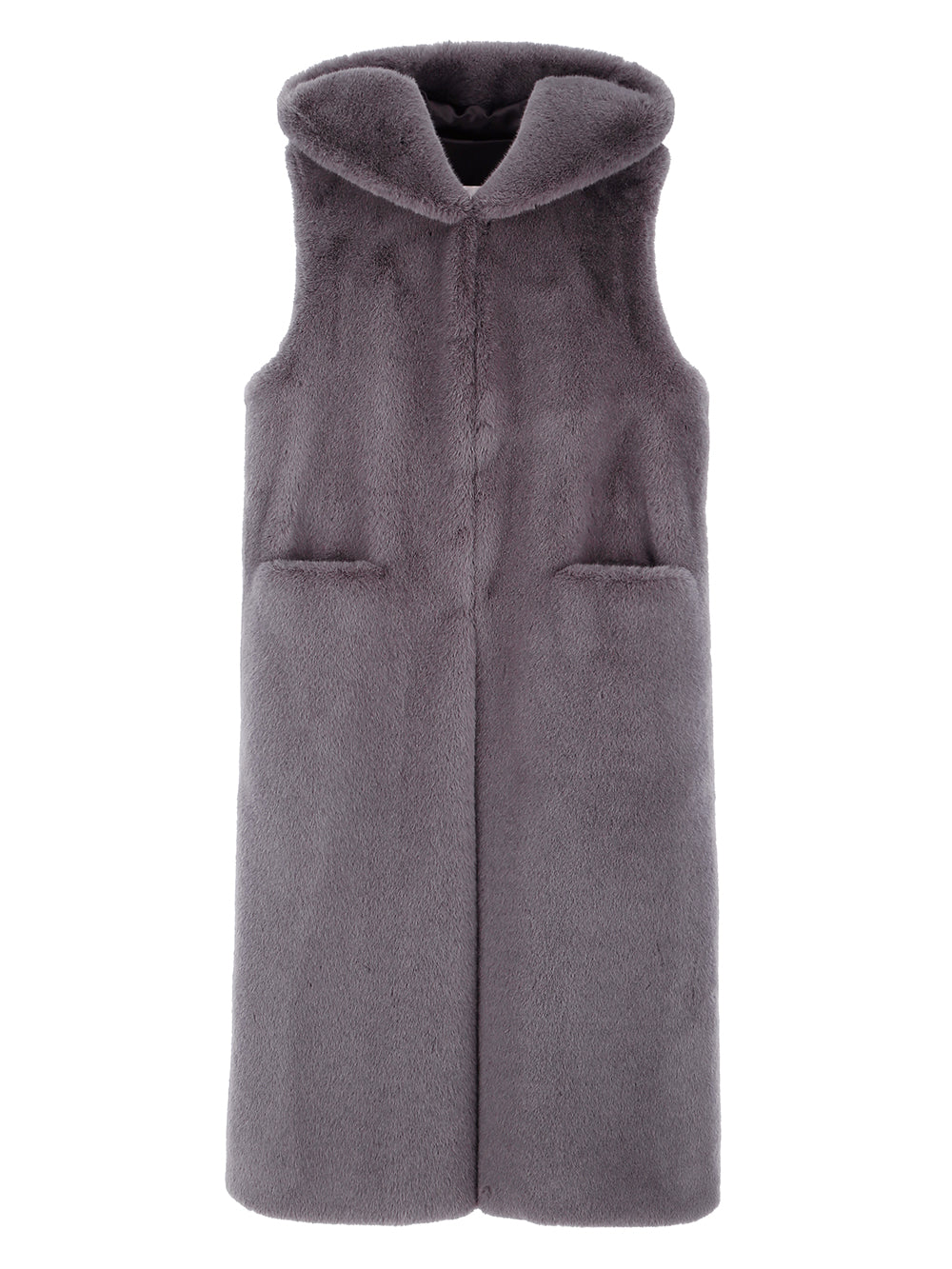 [SIGNATURE LINE] FAUX FUR LAON HOODED MAXI VEST