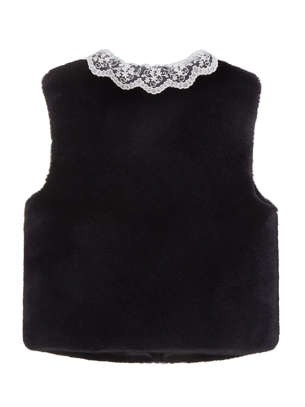 [FINAL SALE] FAUX FUR KIRE LACE DETAIL VEST