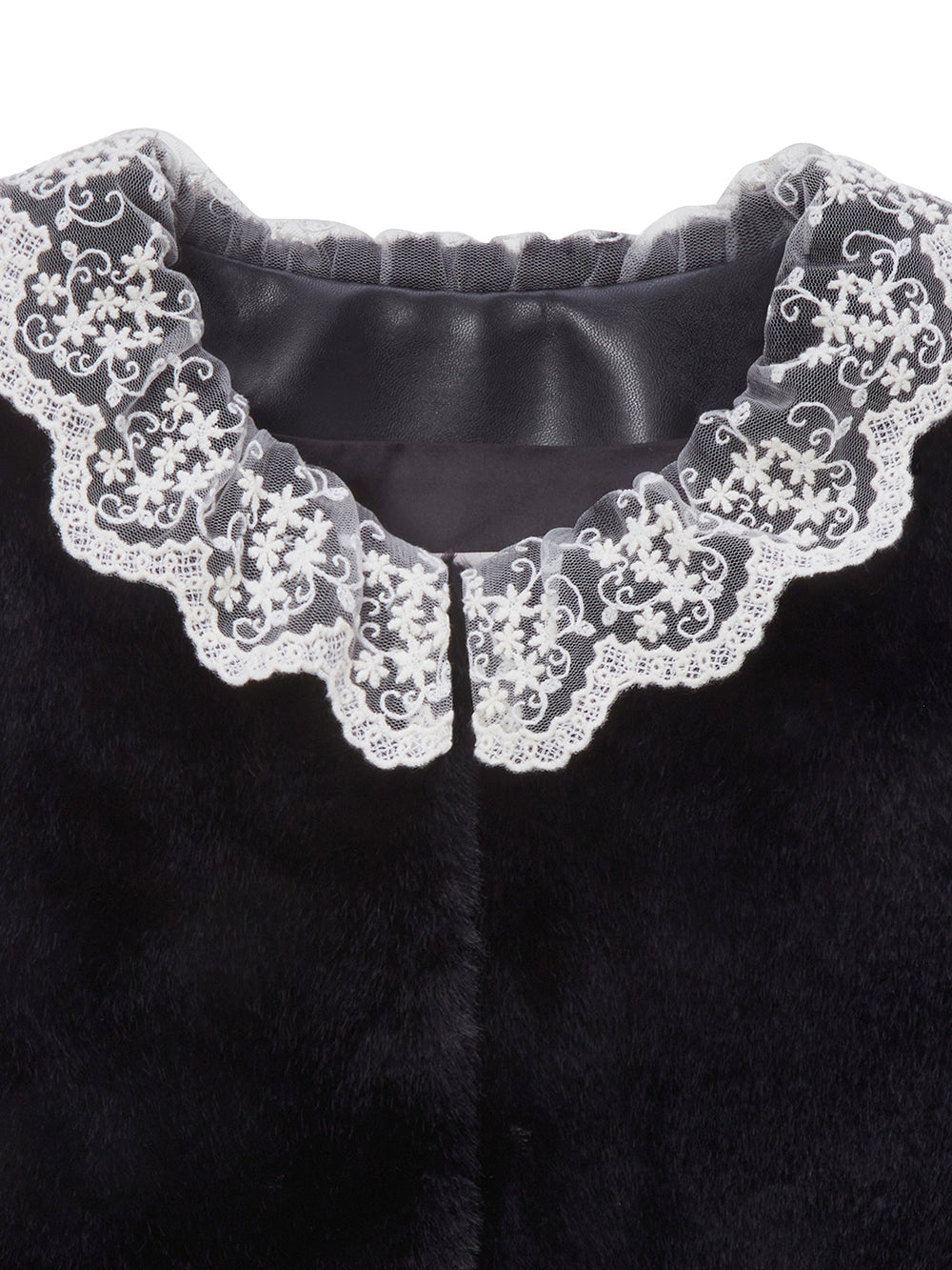 [FINAL SALE] FAUX FUR KIRE LACE DETAIL VEST