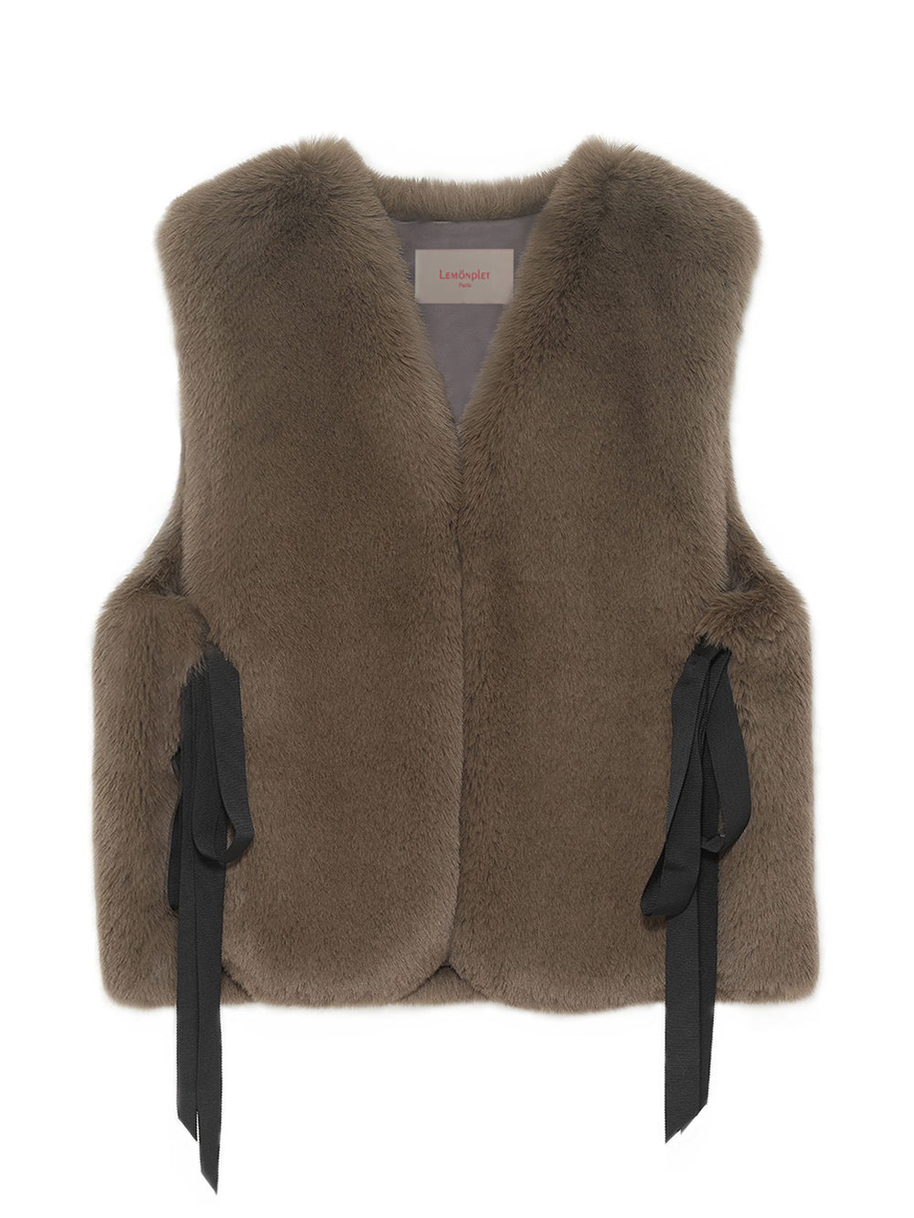 [SIGNATURE LINE] FAUX FUR TIED KITTEN RIBBON VEST