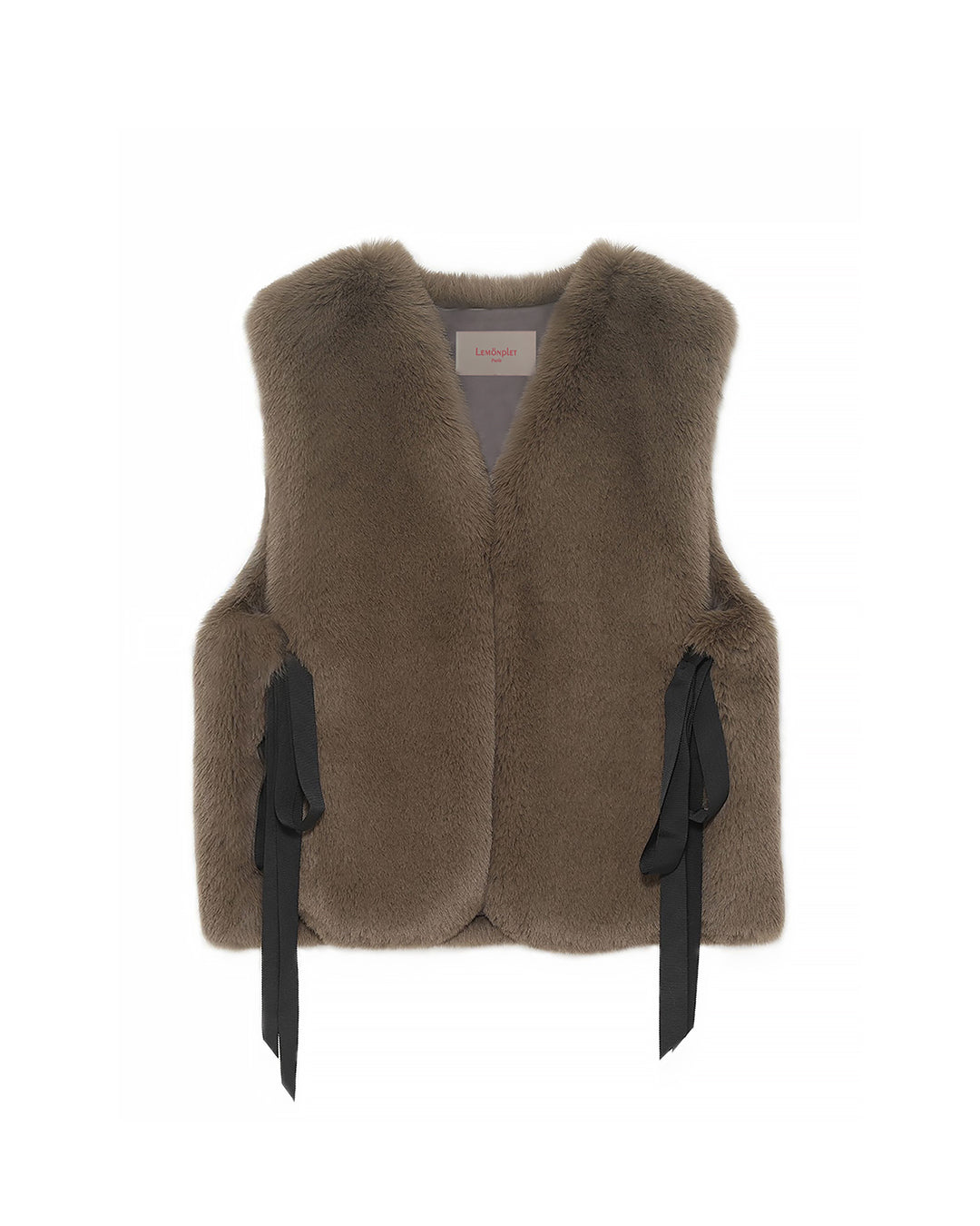 [SIGNATURE LINE] FAUX FUR TIED KITTEN RIBBON VEST
