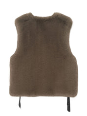 [SIGNATURE LINE] FAUX FUR TIED KITTEN RIBBON VEST