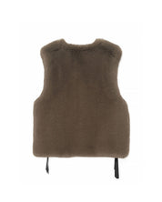 [SIGNATURE LINE] FAUX FUR TIED KITTEN RIBBON VEST